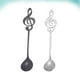 thumbnail image 4 of FELTECHELECTR 2 cucharas de café de acero inoxidable con diseño de notas musicales, cuchara para revolver, cuchara para postre, vajilla para cocina, fiesta, bar (color original + negro), 4 of 6