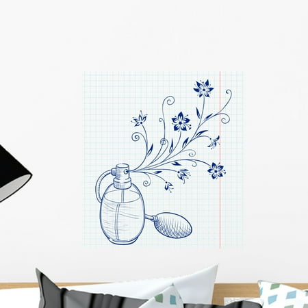 Floral Wall Murals Bottle Perfume with Floral Wall Mural by Wallmonkeys Peel and Stick Graphic (18 in H x 16 in W) WM196363 ()
