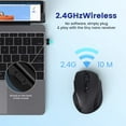 thumbnail image 3 of Ratón inalámbrico negro, ratón inalámbrico de 2400 DPI con 6 botones, ratón inalámbrico USB ergonómico de 2,4 G, duración de la batería de 15 meses para ordenador portátil, PC, Mac, Chromebook, MacBook Rojo Verde, 3 of 4