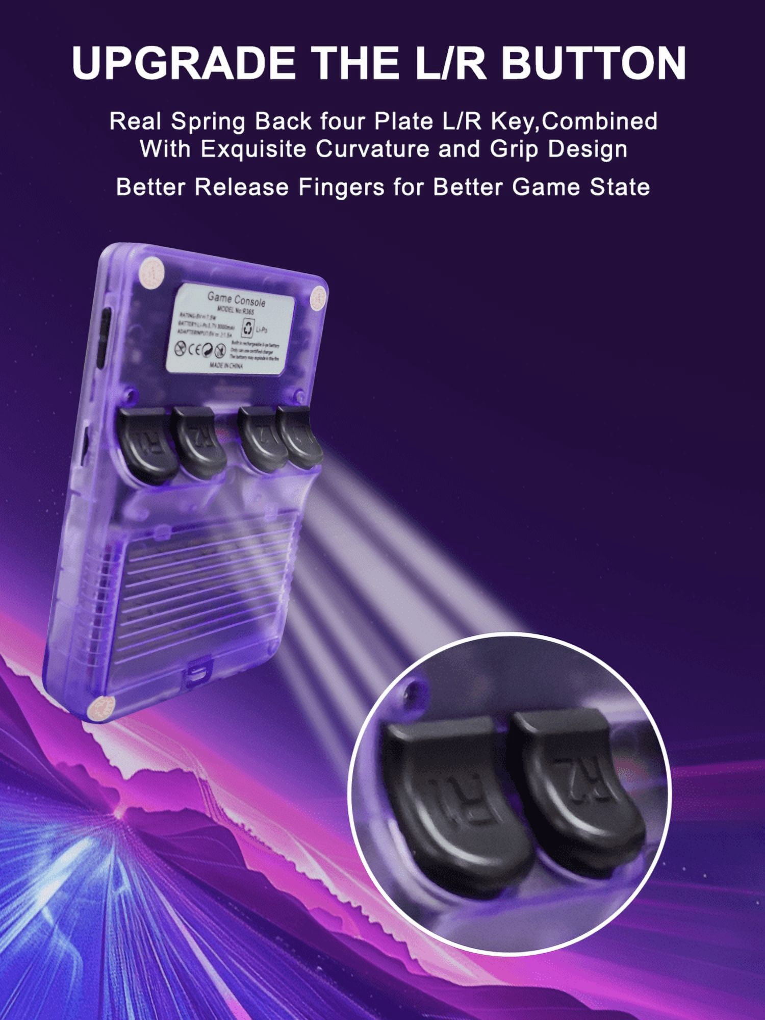 Endless Retro Fun: Purple R36S 128G Open Source Handheld with Large Screen, Big Memory & Big Battery