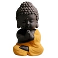 thumbnail image 2 of Escultura decorativa de Tathagata de cerámica de Buda pequeño, adorable regalo oriental hecho a mano Amarillo, 2 of 8