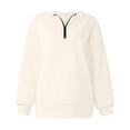 thumbnail image 7 of IROINNID Hoodies for Women Zip Up Home Solid Color Lapel Neck Long Sleeve Loose T-Shirt Blouse Pullover Tops,Beige, 7 of 7