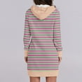 thumbnail image 3 of SMihono Fashion Women's Striped Pullover Dress Casual Long Sleeve Drawstring Hoodies Fashion Color Block Sweatshirt Tunic Dresses Hot Pink 6, 3 of 5