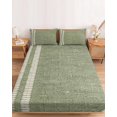 thumbnail image 2 of Twin Sze Fitted Sheet Set - Sage Green Texture 2 Piece Bedding Sets 16" Deep Pocket Fitted Sheet with 1 Pillowcase, Country Farmhouse Burlap Stripes Brushed Microfiber Hotel Luxury Bed Sheets, 2 of 9