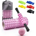 thumbnail image 1 of In Foam Roller Set- High Density ; Yoga Roller Muscle Roller Stick Spiky Massage Ball Bands Carry Bag for Whole Body Therapy Back Leg Deep Tissue&Exercise (, 1 of 7