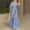 *Blue, variant on ClodeEU Women's V Neck Short Sleeve Wrap Maxi Dress,Casual Flowy A-Line Sundress with Waist Tie and Slit Beige,Women's Plus XL