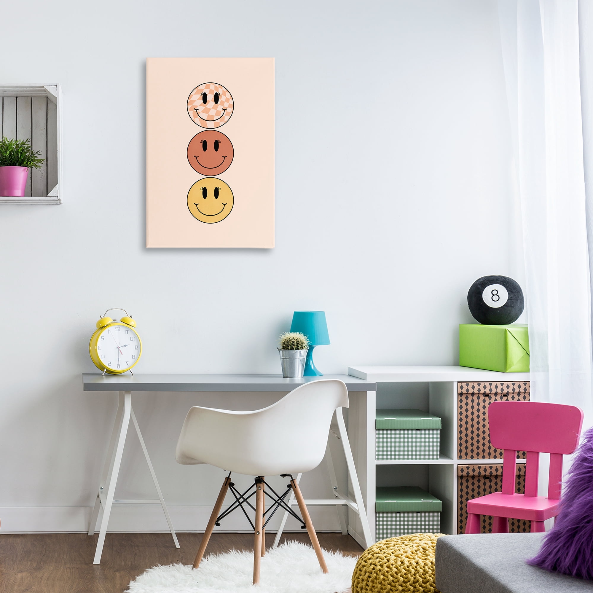 Stupell Industries Retro Smileys Trio Novelty Painting Gallery Wrapped Canvas Art Print Wall Art, 20 x 30