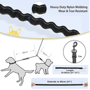 Double Dog Leash for Walking 2 Dogs - Tangle-Free 360° Swivel & Shock-Absorbing Bungee(Black)
