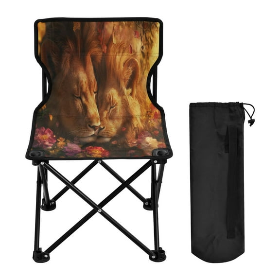 YAZAOO Camping Chairs Modern Lions in Flowers Pattern Folding chair