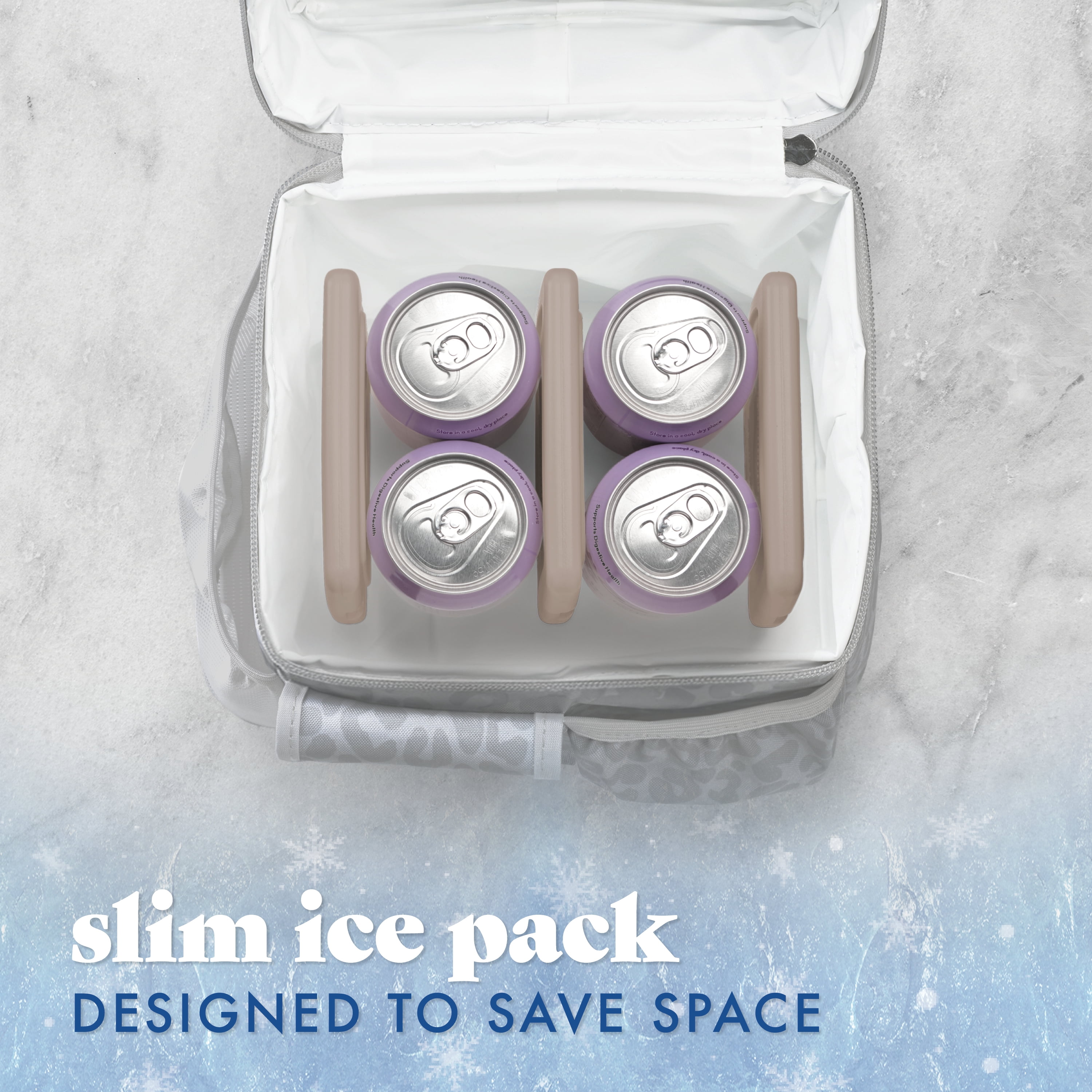 Cool Coolers by Fit + Fresh Reusable Slim Ice Packs for Lunch Bags & Coolers, Taupe, 4pk