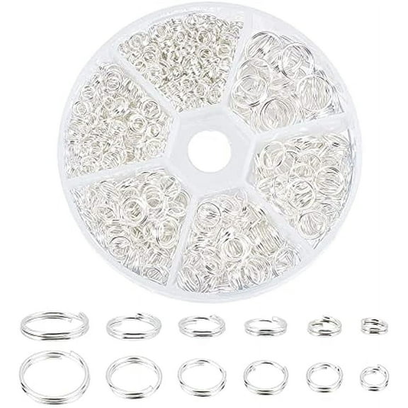 SUNNYCLUE DIY Double Jump Rings with Opener Tool Jewelry Jump Rings & Split Rings, Silver, 900 Count