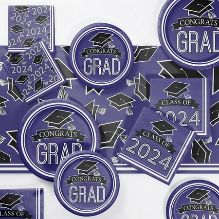 Creative Converting Purple Class of 2024 Graduation Dinnerware Set, Serves 18