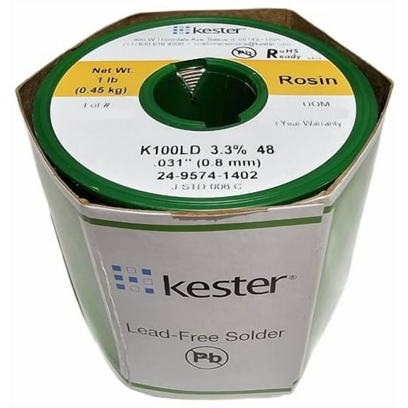 24-9574-1402 K100LD, Lead-Free, Rosin Wire Solder, .031" Diameter-Low Cost Alloy,  LB Spool