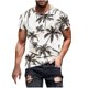 thumbnail image 1 of Camisetas de Manga Larga para Hombres Imprimir Fallow Cuello Redondo Camiseta, Moda Casual Manga Corta Mezcla de Algodón/Lino, 1 of 8