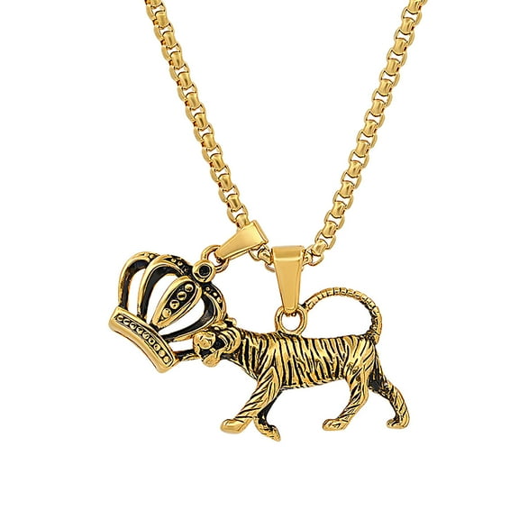Tiger Crown Double Pendant Necklace