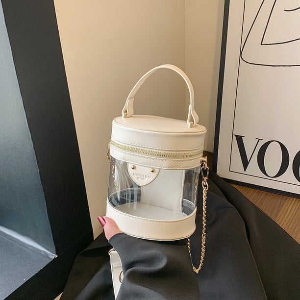 Bolso de mano transparente para mujer, bolsos de mensajero, cadena, bolso de mano para mujer, blanco FLhrweasw Nuevo