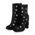 thumbnail image 5 of New Women Wild Diva Yama-01 Velvet Embroidered Stars Block Heel Ankle Boot, 5 of 5