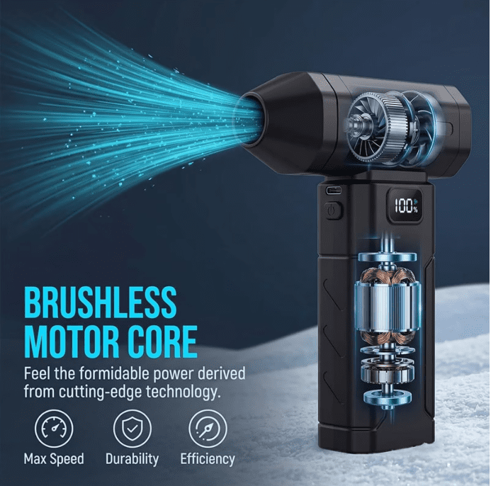 Ultra-Powerful 150,000 RPM Portable Turbo Fan, Compressed Air Duster, 5-Speed Adjustable Electric Blower for Computer Cleaning, Keyboard Dusting, Car Detailing, Fast Charging