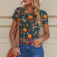thumbnail image 4 of Goofa Autumn with Pumpkins Printed Women Rash Guard Short Sleeve,Tummy control Swimsuit Surfing Swimsuit Bathing Suit One Piece Swimsuit UPF 50-X-Large, 4 of 9