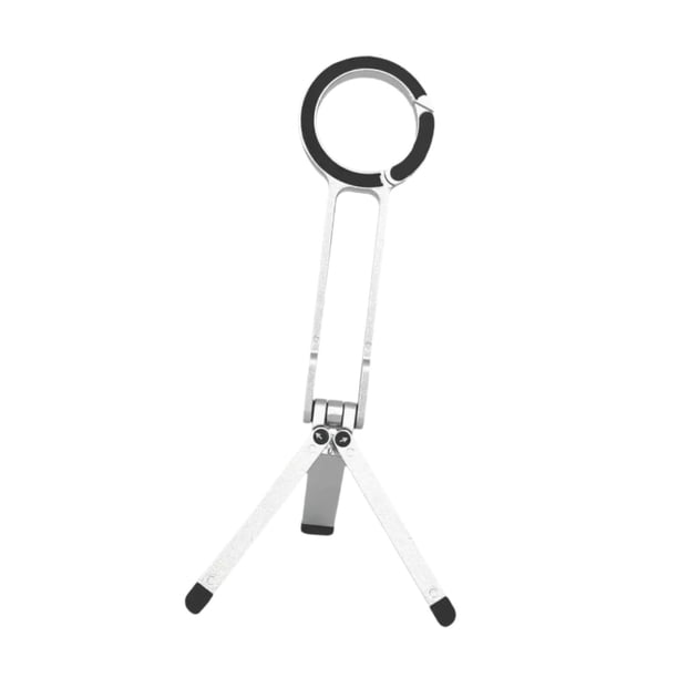 Soporte para teléfono de escritorio plegable con diseño creativo de mosquetón, multifuncional para mesa. Plata
