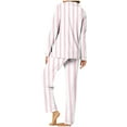 thumbnail image 7 of Plebaso Women's Pajama Set Striped Printed Long Sleeve Button down Shirt Sleepwear Pjs Outfits Loungewear, 7 of 7