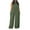 Army Green, variant on Plus Size Jumpsuits for Women Dressy Linen Wide Leg Jumpsuit Solid Color Sexy Sleeveless Halter Top Mock Neck Overalls Army Green XXXL