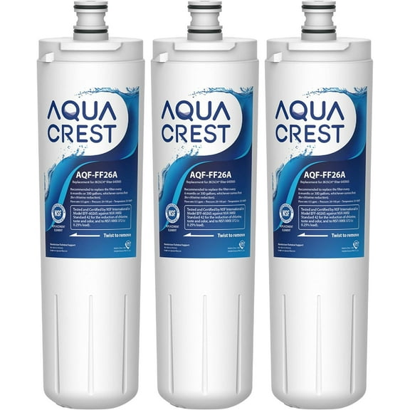 AQUA CREST Replacement 640565 Refrigerator Water Filter, Compatible with Bosch 640565, EVOLFLTR10 AP3961137, 3M Cuno CS-52, Whirlpool WHKF-R-PLUS, Pack of 3