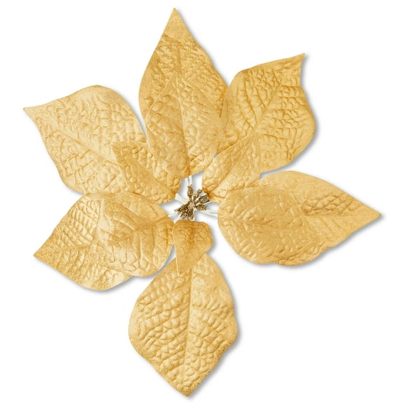 Poinsettia Christmas Clip Ornament, Gold, 11", by Holiday Time