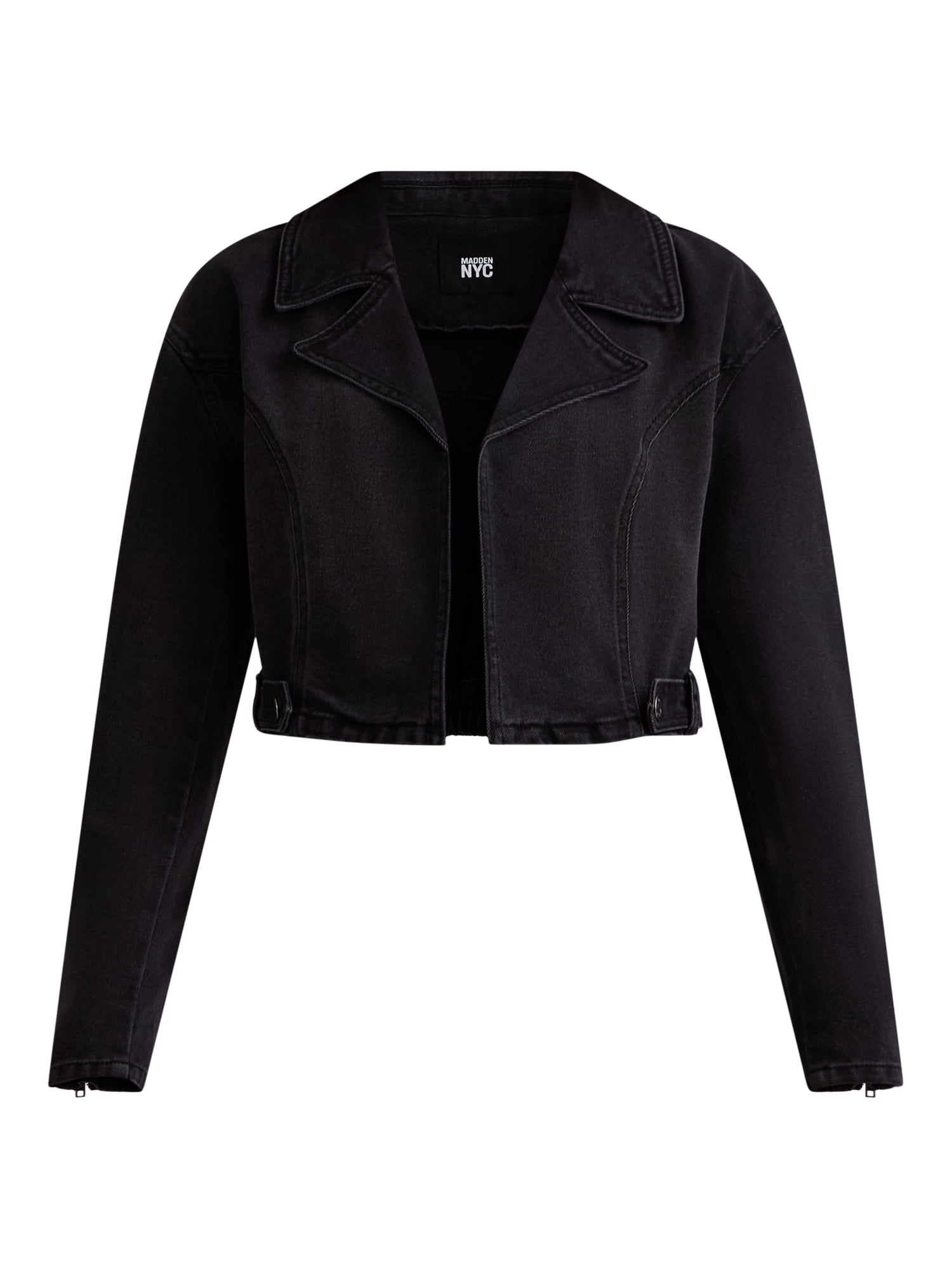 Madden NYC Women's Edgy Cropped Denim Moto Jacket, XXS-XXL