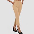 thumbnail image 2 of zaveiop Women Bootcut Yoga Tall Dress Cropped Pants Flare Long Trousers Work Stretchy Business Casual Slacks Pockets (Z2-Light Yellow, XXL), 2 of 6