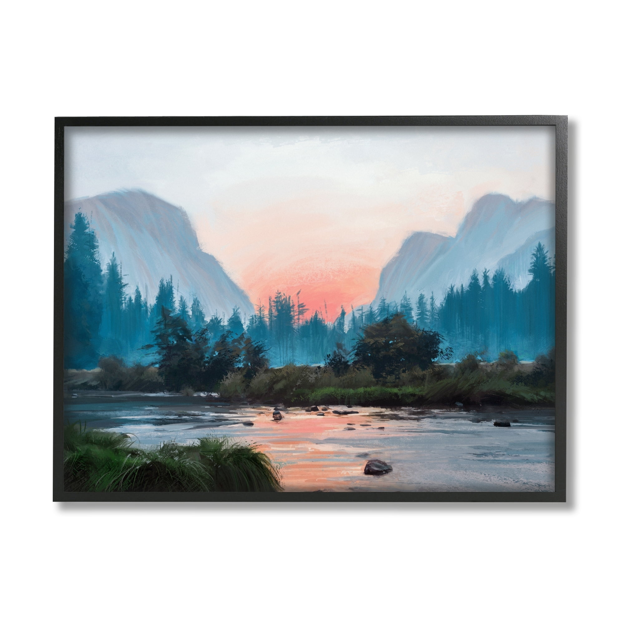 Stupell Industries Mountain Valley Tranquil Sunset Lake Reflection Painting White Framed Art Print Wall Art, Design by Ziwei Li