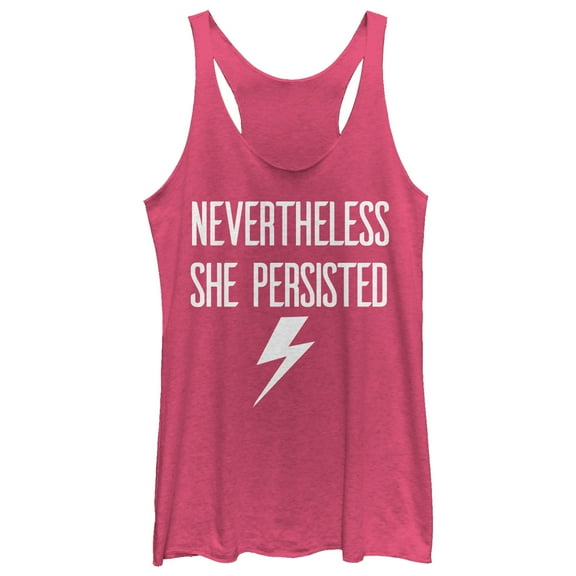 Women's CHIN UP Nevertheless She Persisted Racerback Tank Top Pink Heather Large