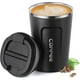 thumbnail image 1 of Taza de café térmica, taza de viaje de doble capa, con aislamiento al vacío y correa de acero inoxidable, reutilizable., 1 of 5