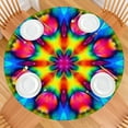 thumbnail image 2 of Tie Dye Vivid Petal Mandala Pattern Round Fitted Tablecloth with Elastic Edge,Dining Table Cover Waterproof,Outdoor Round Tablecloth for Camping,Dining,Indoor and Outdoor, 2 of 7