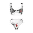 thumbnail image 4 of Daiia Moose Kissing Under Mistletoe Women's Bikini Set Two Piece Swimsuit High Waisted Bikini Adjustable Straps Bikini Perfect for Beach, Pool, and Summer Vacation-Small, 4 of 9