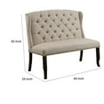 thumbnail image 5 of Benzara Nailhead Trim Fabric Upholstered Wing Back Wooden Bench, Beige and Black, 5 of 5