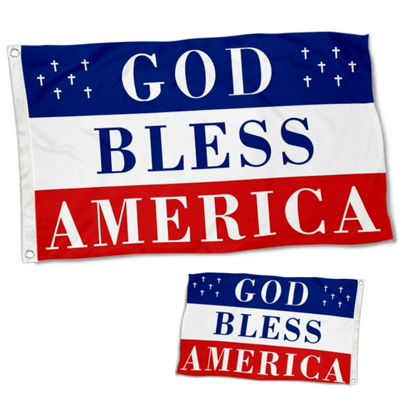 Dutern Double Sided God Bless America Flag Banner 3 Ply with Brass Grommets 2x3 Feet