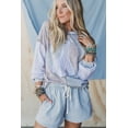 thumbnail image 5 of Women's Sky Blue Stripe Denim Shorts – Casual High Waist Drawstring for Summer Outings, XL, 5 of 7
