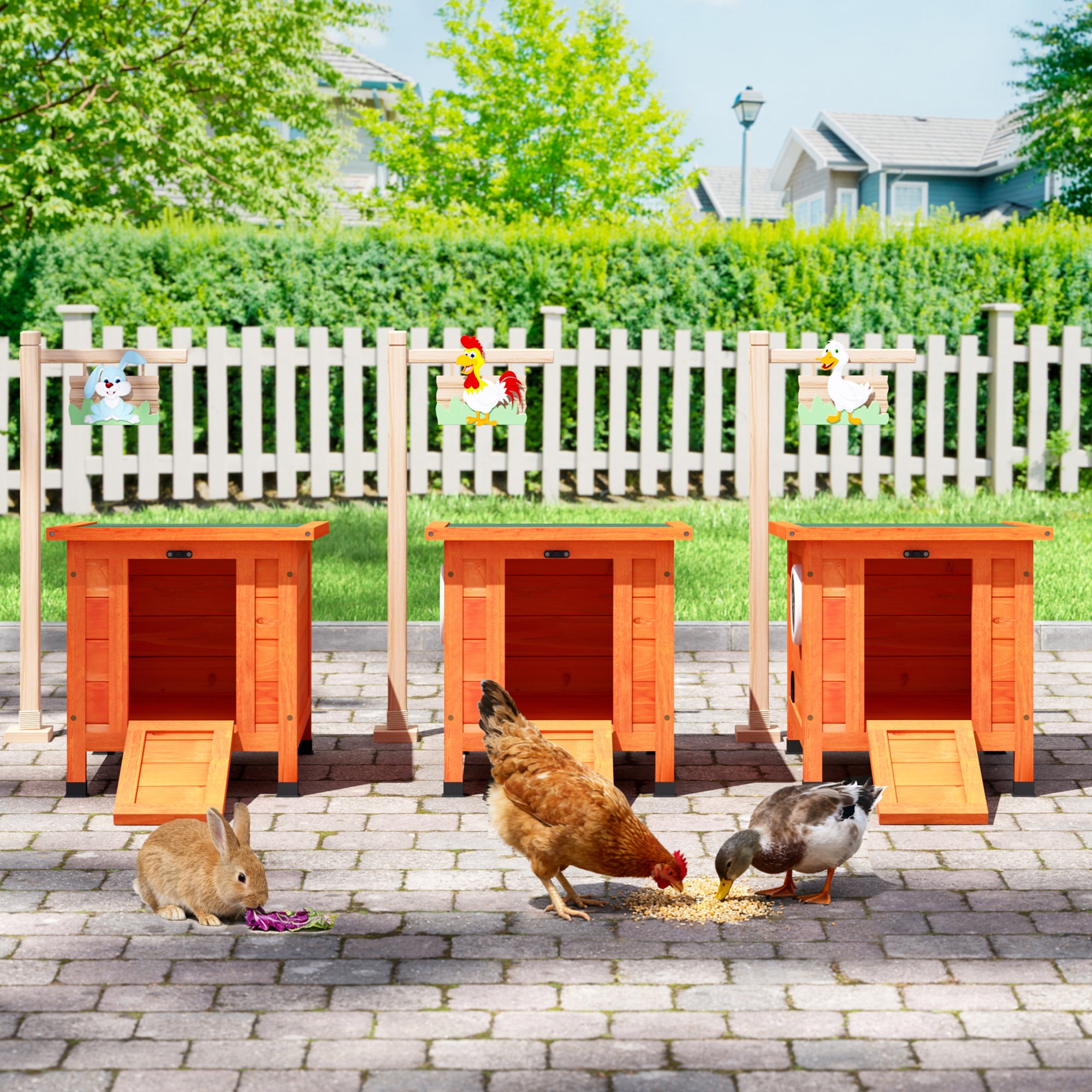 Coziwow Rabbit Hutch Cat House for Small Animal Wooden 20”x 16”x 17”, Khaki