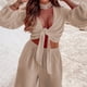 thumbnail image 4 of Conjunto de pantalones de pierna ancha de dos piezas, trajes de 2 piezas para mujer Trajes de pierna ancha de dos piezas Conjunto de pantalones de pierna ancha con top corto Materiales ecológicos, 4 of 6