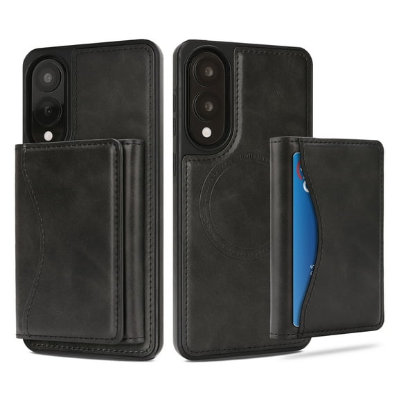 ELEHOLD Detachable Wallet Case for Samsung Galaxy S25 Edge, RFID Blocking Magnetic Shockproof Leather Phone Case with Kickstand and Card Slots,Black