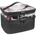 thumbnail image 1 of Makeup Bags Double Layer Travel Cosmetic Cases Make up Organizer Toiletry Bags (Black), 1 of 5