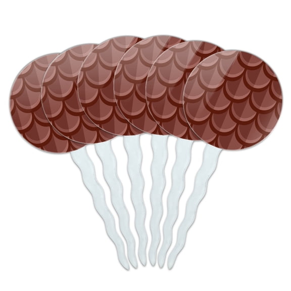 Dragon Scales Pattern Cupcake Picks Toppers Decoration Set of 6