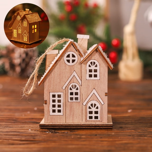 Party Decorations Christmas Decorations LED Luminescent Small House With Windows Small Wooden House Christmas Tree Pendant Outdoor Christmas Decorations on Clearance