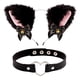 thumbnail image 1 of Diadema con orejas de gato y cascabeles para niña, disfraz de cosplay, diadema de peluche para gato Gargantilla de cuero, 1 of 8
