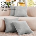 thumbnail image 2 of Deconovo Corduroy Fundas de cojines Juego de 4 – Machine Washable Home Decor for Sofa, Dormitorio | Light Grey, 12x20 Inch, 2 of 7