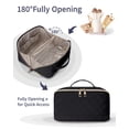 thumbnail image 7 of Travel Makeup Bag Cosmetic Bag Toiletry Bag for Women, Wide Open Organizer Pouch with Divider and Handle Portable Quilted Open Flat, Black, 7 of 7