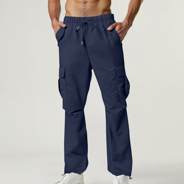 Tunhigl Cargo Work Pants for Men - Elastic Waist Pants, 6 Pockets, Lightweight, Breathable, Comfortable, Sweatpants Perfect for Work
