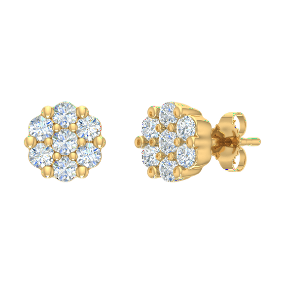 1/2 Carat Diamond Cluster Stud Earrings in 10K Yellow Gold