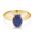 thumbnail image 2 of Gem Stone King 18K Yellow Gold Plated Silver Blue Lapis Solitaire Engagement Ring for Women (2.00 Cttw, Oval 9X7MM, Gemstone Birthstone, Available in Size 5, 6, 7, 8, 9), 2 of 4